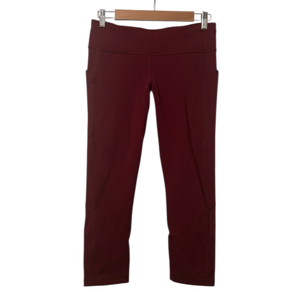 Lululemon Pace Rival Crop Leg Pockets Burgundy Size 8